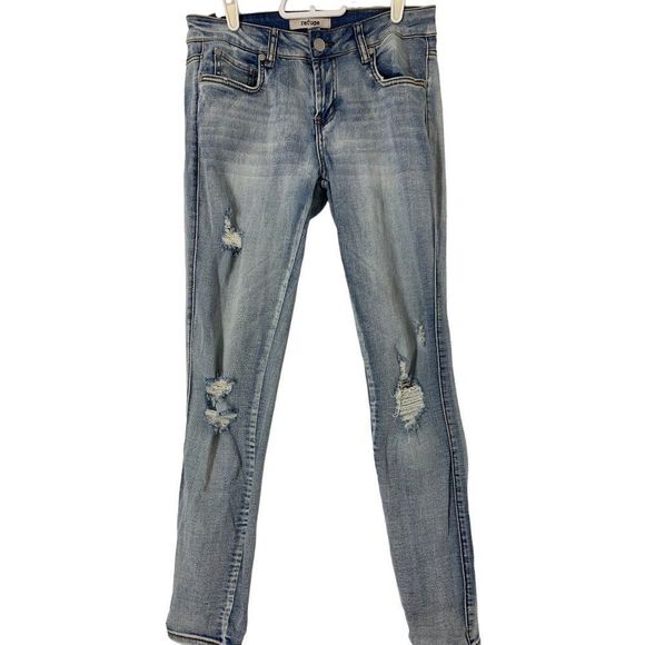 Womens Refuge Distress Skinny Jeans Size 6 Stretch 5242 Mid Rise Light Wash - Picture 1 of 5